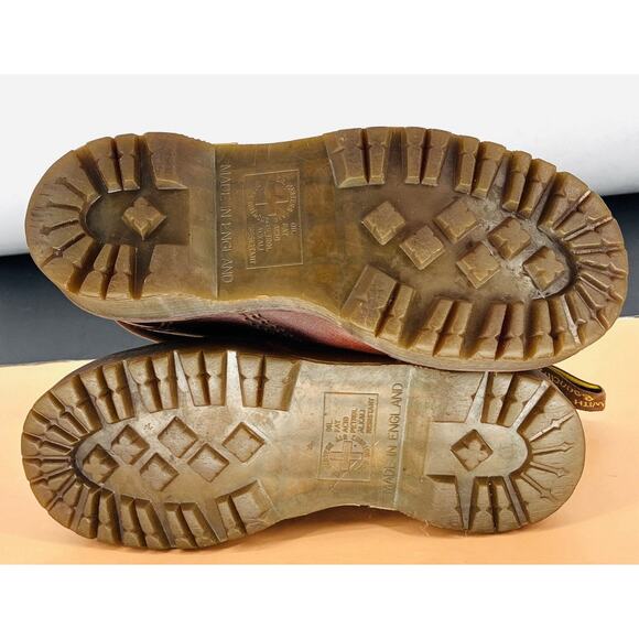 Vtg Y2K Yellow Stitch Dr. Martens Brn UK 4 US 6-6.5 Chunky Lug Sole Boot England - Picture 8 of 12